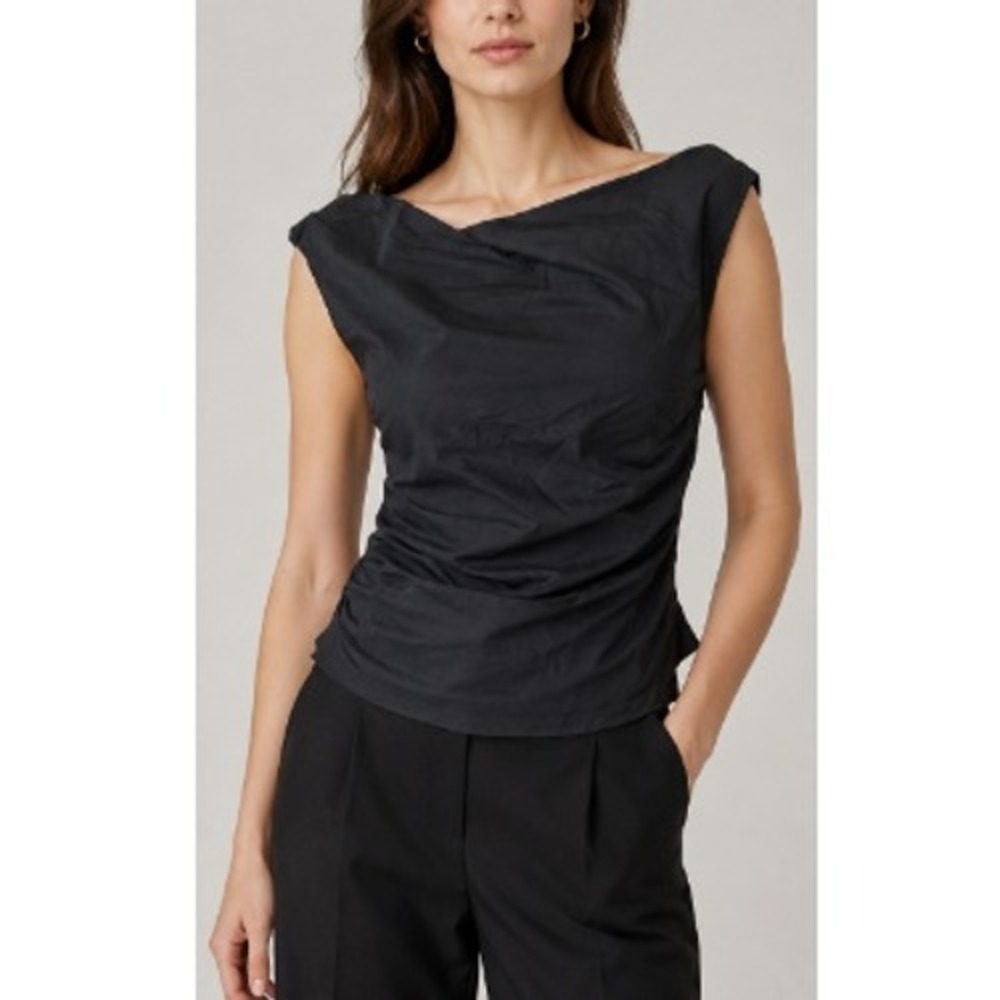 Lulus Women's Black Ruched Off-Shoulder Charming Influence‎ Top Size M NWT